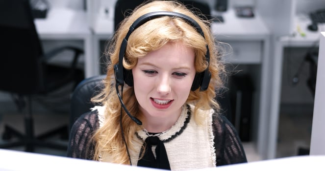 female call centre operator doing her job photo