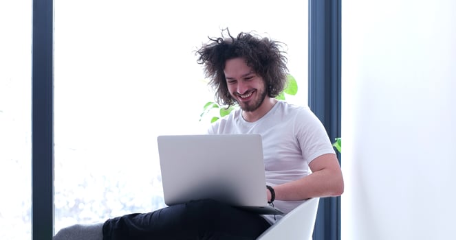 man drinking coffee enjoying relaxing lifestyle photo