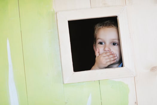 happy child in a window photo