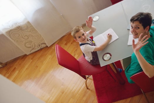 Boy doing homework photo