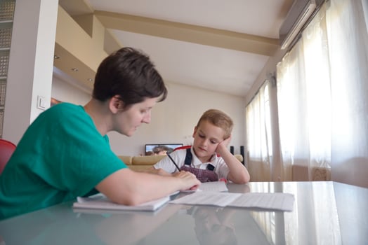 Boy doing homework photo