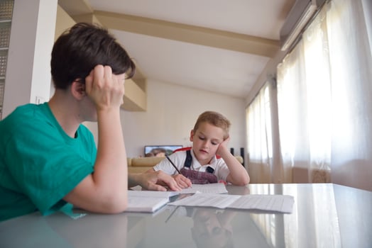 Boy doing homework photo
