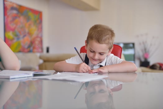 Boy doing homework photo