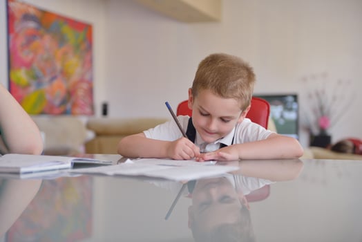 Boy doing homework photo