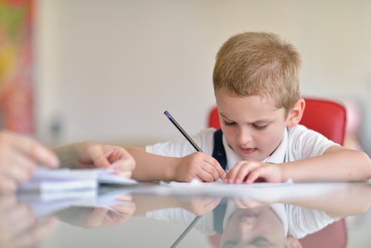 Boy doing homework photo