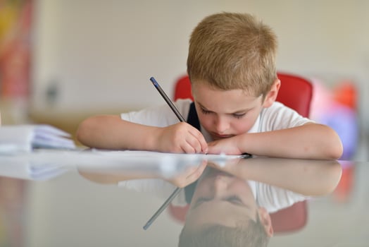 Boy doing homework photo