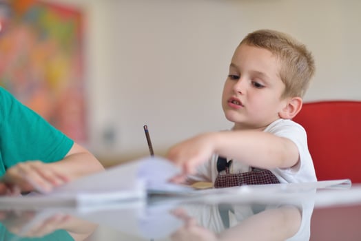 Boy doing homework photo