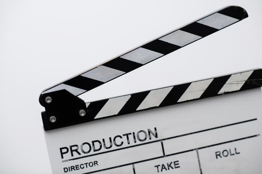 movie clapper on white background photo