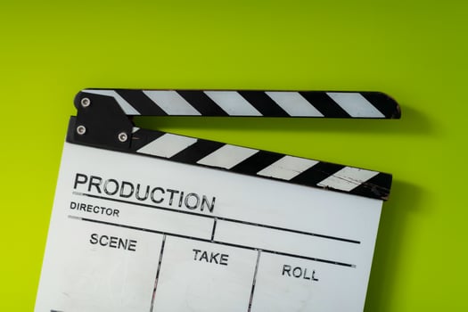 movie clapper on green  background photo