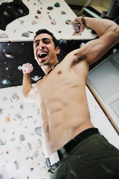 Man rock climbing photo