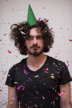 confetti man on party photo