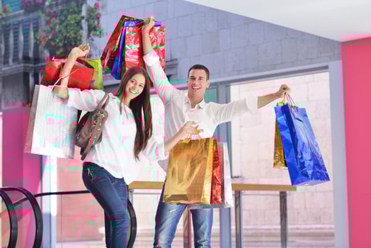 happy young couple in shopping photo