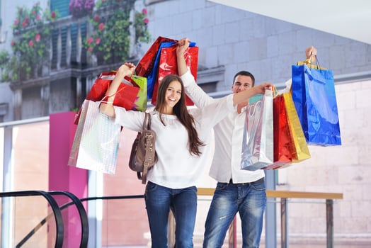 happy young couple in shopping photo