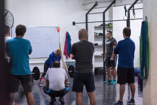 Fitness class in gym photo
