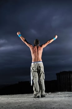 Man with his arms wide open photo