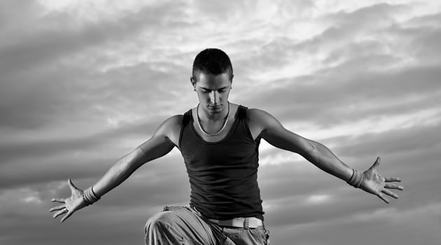 Man with his arms wide open photo
