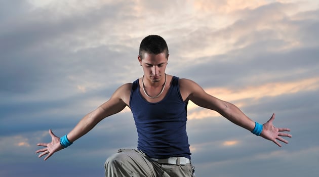 Man with his arms wide open photo