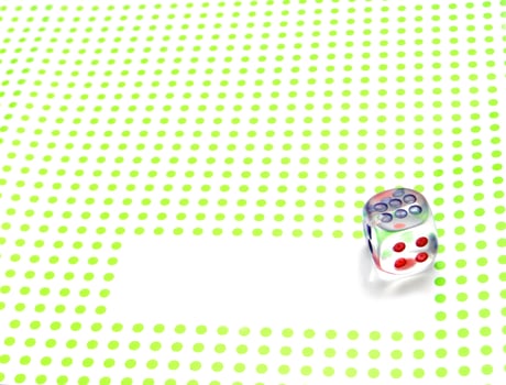 emtpy space for write with dice on green background photo