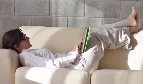woman using tablet pc at home photo