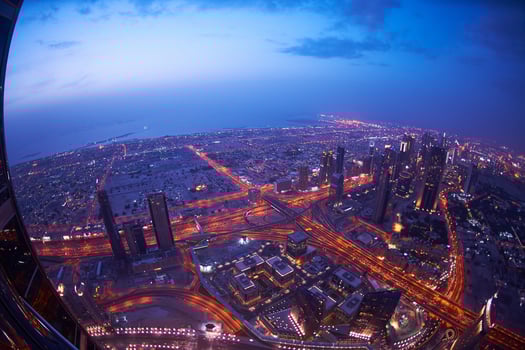Dubai night skyline photo