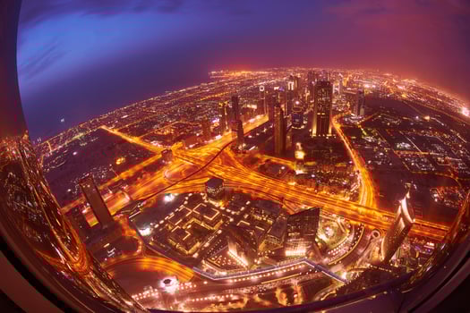 Dubai night skyline photo