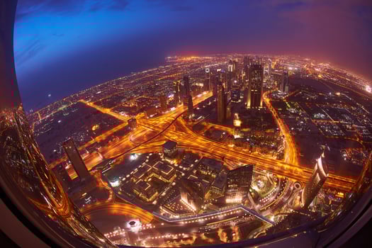 Dubai night skyline photo