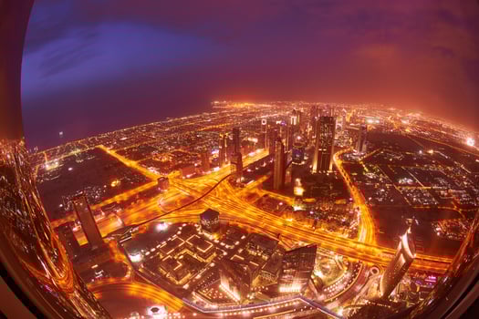 Dubai night skyline photo