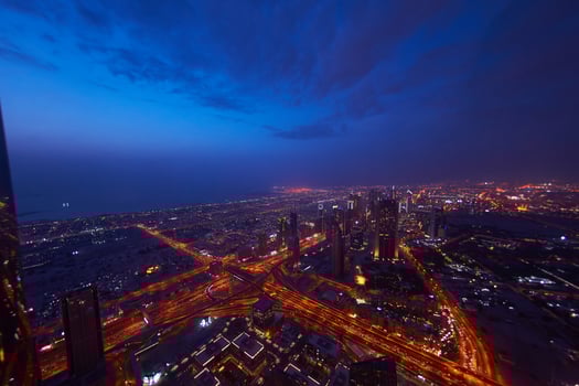 Dubai night skyline photo