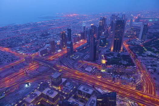 Dubai night skyline photo