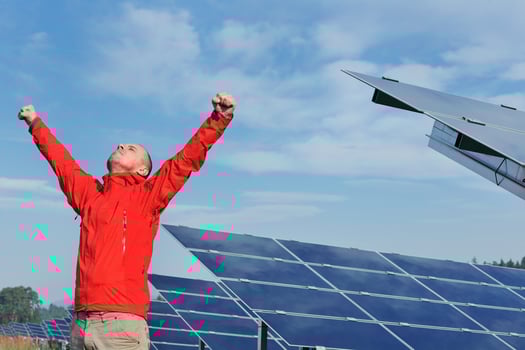 Male solar panel engineer at work place photo
