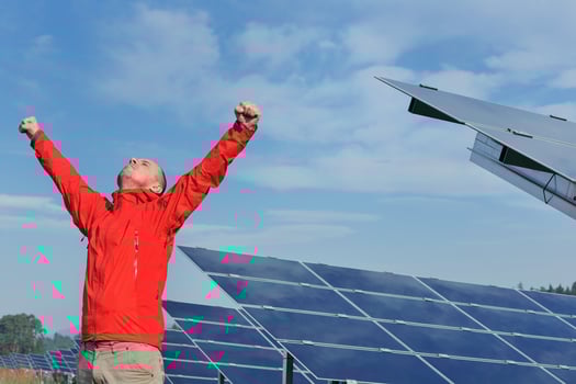 Male solar panel engineer at work place photo