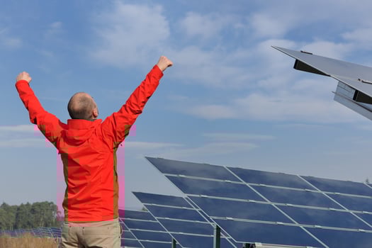 Male solar panel engineer at work place photo