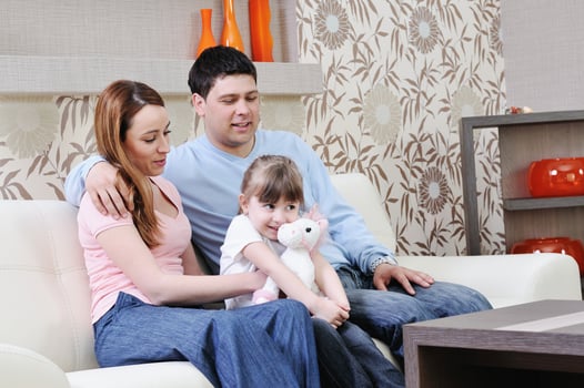 happy young family at home photo