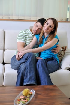 couple relaxing at home photo