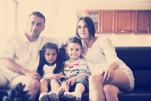 young family at home photo