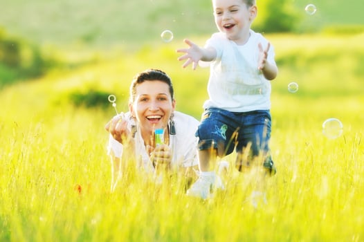 woman child bubble photo