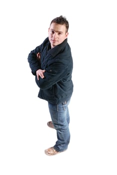 Casual friendly man isolated over a white background photo