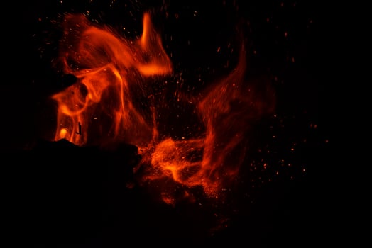 fire flame on black background photo