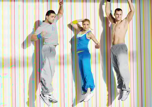 young adults group in fitness club photo