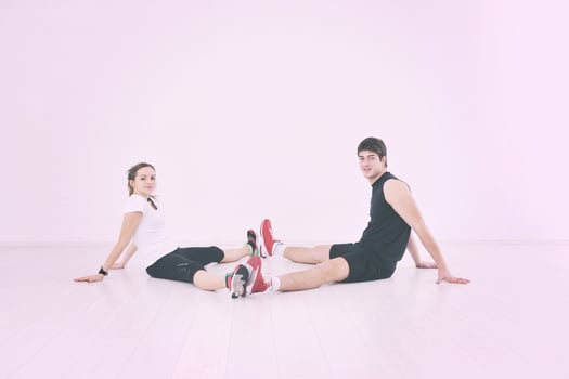 happy young couple fitness workout and fun photo