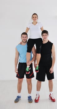 young people group in fitness club photo