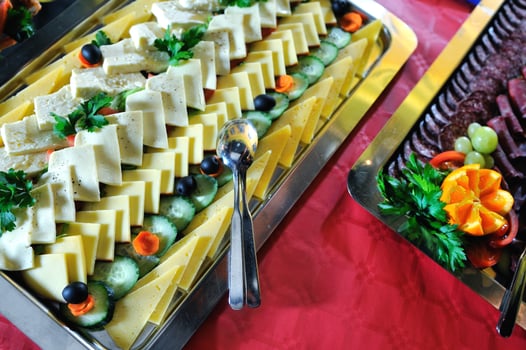 Catering food arrangement on table photo