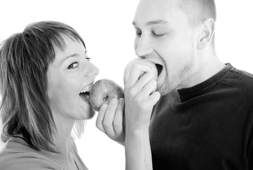 healthy couple with apple photo