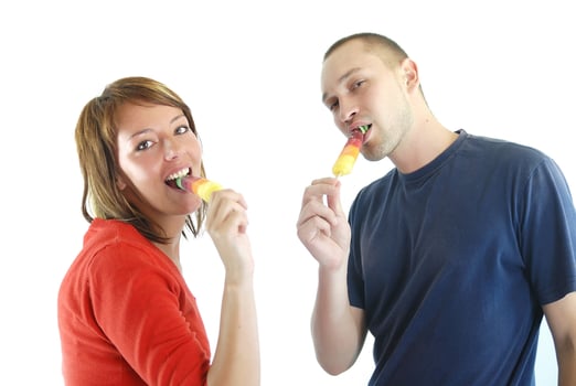 Eating popsicle sticks photo