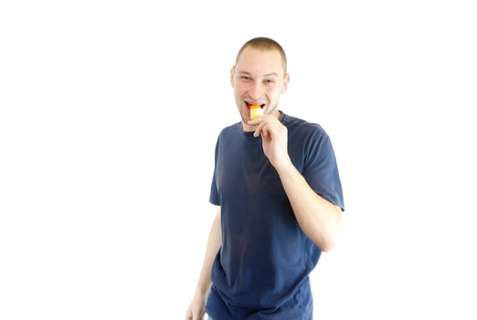 Eating popsicle stick photo
