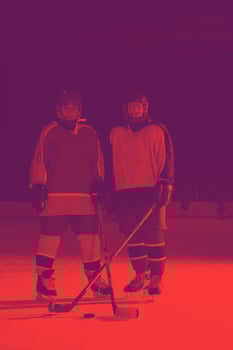 teen girls ice hockey players portrait photo