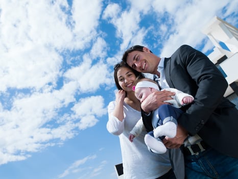 happy young family at home photo