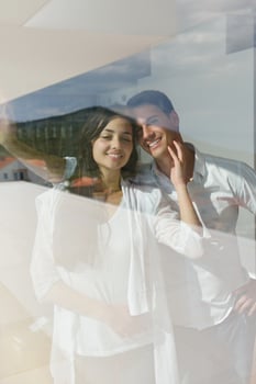 relaxed young couple at home photo