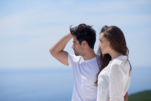 happy young romantic couple have fun arelax  relax at home photo