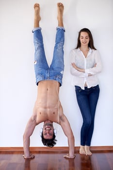 happy young romantic couple have fun and  relax at home indoors photo